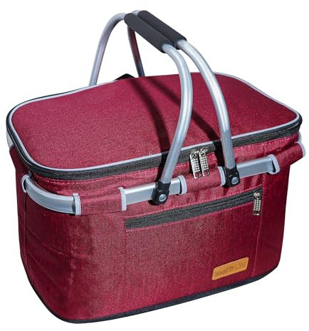 ABIUBIU Einkaufskorb Kühltasche Groß Isolierkorb KüHlkorb KüHltasche Picknickkorb Picknicktasche mit Zwei Griffen -für Reisen/Picknick/Einkaufen/Geschenk
