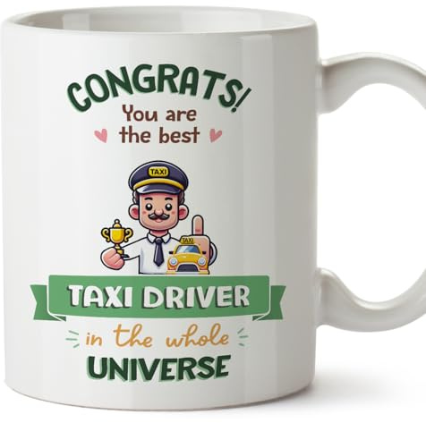 MUGFFINS Taxi Driver Man Mug - in English - Best in Universe Trophy - Funny Gift for Colleagues - Ceramic 11oz Mug