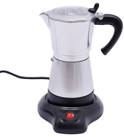 NIGORIY Caffettiera per caffè espresso 480 W, in alluminio, 300 ml, 2,5 bar, per 6 tazze, caffettiera da campeggio (argento)