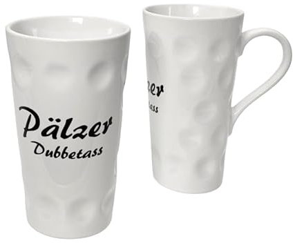 1 x Pälzer Dubbetass 0,2 L - Dubbetasse mit Aufdruck - Pfalz Tasse, Kaffeebecher aus Keramik mit Henkel Farbe weiß