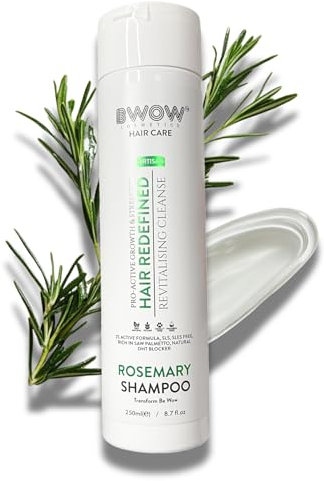 Rosemary & Saw Palmetto Shampoo, Natural DHT Blocker - Intense Strength, Growth & Thickening Vegan Cleanse. Revitalise Hair & Scalp Health, Rich Aloe Vera & Chamomile, SLS, SLES & Paraben-Free, 250ml