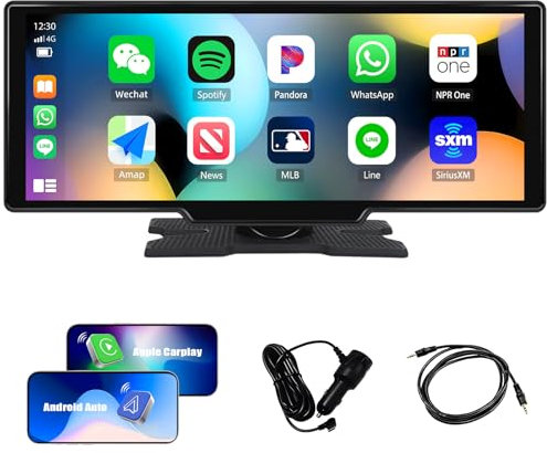 CAMECHO 10.26 Portable Car Stereo with Wireless CarPlay & Android Auto, Car Play Screen for Car, Touchscreen Car Audio Receivers, Super Link, Voice Control, Bluetooth, Airplay, FM, AUX