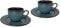 SWEDOU Juego de 2 tazas y platillos de café expreso, tazas de café de porcelana, tazas de café esmaltadas estrelladas de 3 onzas con asa para café con leche, café moca y té, colección Las Palmitas