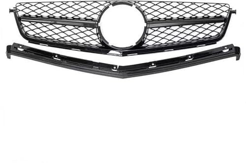 NYSQOJFNF Frontstoßstangengitter Auto Frontstoßstangengrill Racing Grill Für Mercedes Für Benz Für C-Klasse W204 C63 Für AMG 2008 2009 2010 2011 Nieren Kühlergrill(Schwarz)