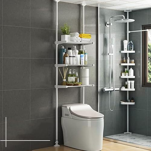 UUE Toilettenregal, 3-stöckiges Badezimmer Regal, Aufbewahrung über der Toilette, WC Regal, Freistehende über die Toilette Regal für das Badezimmer, 44x26x260 cm, Weiß