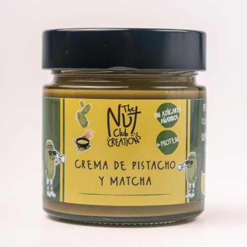 Crema de pistacho y matcha 200gr | The Nut Club | Crema protéica de pistacho | Vegano, sin azúcares añadidos. Sin gluten ni cacahuete. Ingredientes naturales.