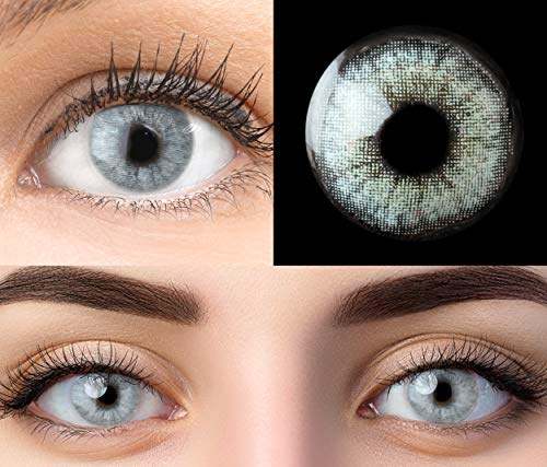 GLAMLENS Keira Blue Blau + Behälter - Sehr stark deckende natürliche blaue Kontaktlinsen farbig - farbige Monatslinsen aus Silikon Hydrogel - 1 Paar (2 Stück) - DIA 14.20 - Mit Stärke -3.75 Dioptrien