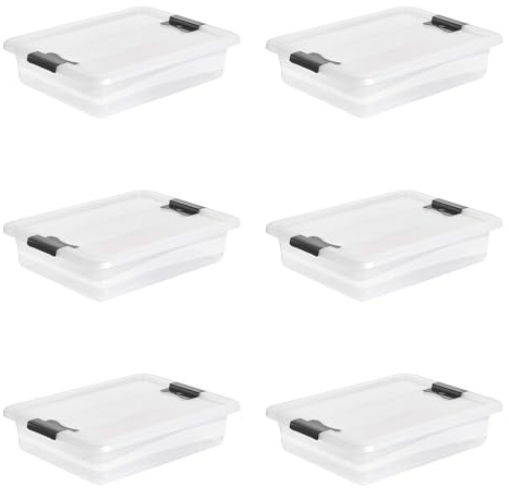 keeeper cornelia 6x Aufbewahrungsbox mit Deckel und Schiebeverschluss, 39,5 x 29,5 x 9,5 cm, 7 l, Transparent