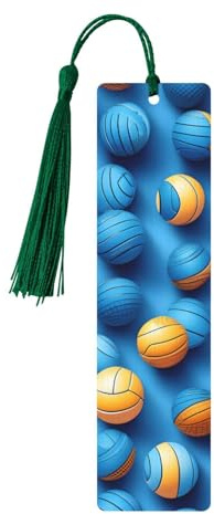Blaues Volleyball-Lesezeichen-Set aus Holz mit Quasten, einzigartiges Lernzubehör, Geschenke für Leser