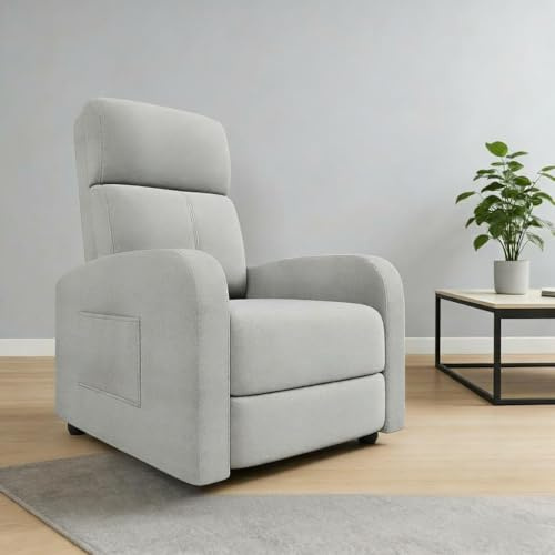 Relaxsessel mit Liegefunktion aus Leinen, Verstellbarer Fernsehsessel | Leinenbezug, Verstellbar, Polsterung, Wohnzimmer, Schlafzimmer, Heimkino
