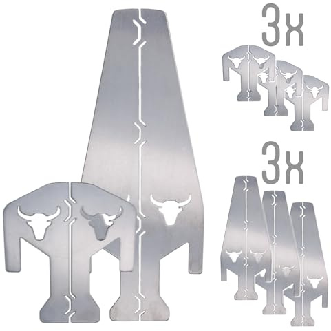 Grillfire SET T-SPACER ALLROUND | 1× T-SPACER M (3er Set) & 1× T-SPACER XL (3er Set) | Edelstahl Abstandshalter für Feuerplatten | 4 & 16 cm Höhengewinn | für Feuerschalen, Kugelgrills & Feuertonnen