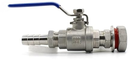 PKNVKZIDK 6 8 10 12 14 15 16 19 20mm Hose 1/2 304 Stainless Steel Ball Valve Tap Faucet Switch Water Tank Bulkhead Pipe Fitting(8mm)