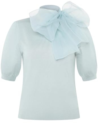 zero Damen Kurzarmpullover mit Schleife