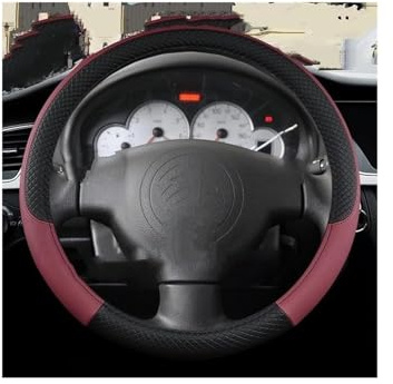 Protege Volant Voiture pour Citroën C3/C3 pour Picasso pour Aircross pour Lumiere pour Pluriel DS3 DS5 9 Couleurs Housse Volant Voiture Cuir PU Antidérapant Accessoires Auto(Wine Red,O Shape)