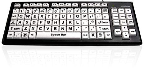 Accuratus Monster 2 - USB High Contrast Keyboard with Extra Large keys and 2 Port USB Hub