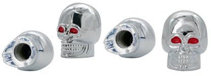 Simoni Racing Kappen/SKE Ventilkappen, aus Chrom, Totenkopf-Profil, 4 Stück