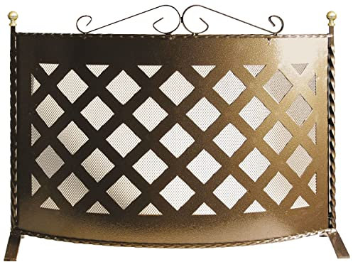 Artigian Ferro Parascintille Grata curvo per camino in Ferro battuto Nero Rustico