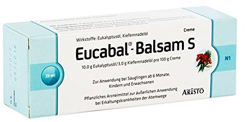 Eucabal-Balsam S 25g – Pflanzlicher Erkältungsbalsam für die ganze Familie – Befreit die Atemwege und fördert das Abhusten – Frei von Menthol, Campher und Konservierungsstoffen