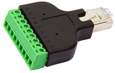odedo RJ45 Stecker auf Terminal Block 8-Pin Adapter LAN Netzwerkstecker Ethernet Converter Male to 8 pin Screw