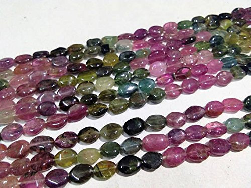 JP_BEADS Natürlicher Tormalin-Edelstein, 5 x 7 bis 6 x 8 mm, einfarbig, ovale Perlen, Turmalin-Edelstein-Perlen, Hals-Schmuck, 34,3 cm Strang