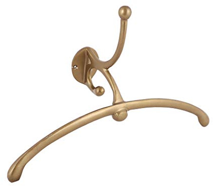 Dibor Brass Effect Wall Mounted Valet Coat Rack Hanger Hook Peg - L39cm | Wall Hanging, Recycled Metal, Cast Iron, Gold Finish, Coat Rack, Wall Peg