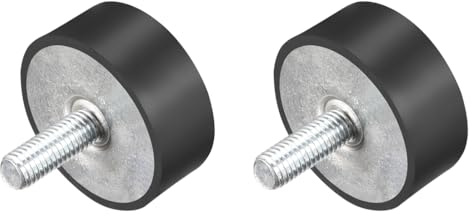 sourcing map M10 Gewinde-Gummihalterungen, Vibrationsisolatoren, zylindrischer Stoßdämpfer mit Nieten, 50 x 20 mm, 2 Stück