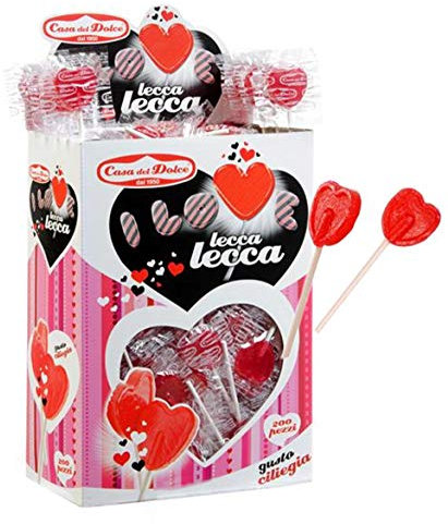 Lecca Love Cuore Rosso gusto Ciliegia. Confezione da 200pz x 6gr Casa del Dolce. Ideale per Feste di Compleanno, Caramellate, Festa degli Innamorati, San Valentino