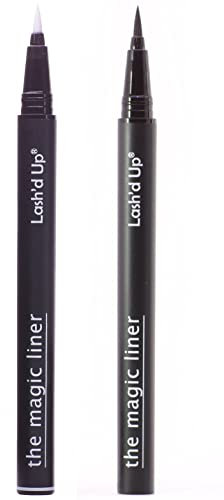 Lash'd Up Glue Liner Pen (Extra Strong, Clear & Black) Magic Self-Adhesive Eyeliner Full-size 0.032 Oz. (2 PCS, Clear & Black, Extra Strong)