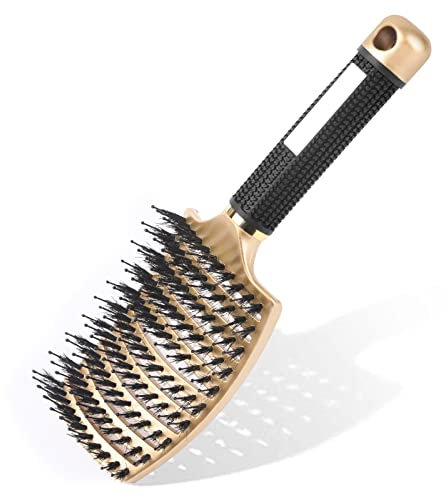 URAQT Haarbürste ohne Ziepen, Profi Entwirrungsbürste mit Griff, Haarstyling Bürste Reinigungsbürste für Lange Feine Dicke Lockige Haare