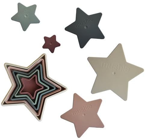 mushie Nesting Star stapelbare Teile | Entwickelt Hand-Augen-Koordination und weitere Fähigkeiten | Spielspaß & Kreativität | Sichere, Hochwertige & Langlebige Erstausstattung
