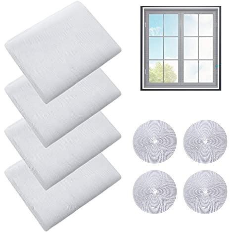 Qazuwa Insectos de La Protección de La Ventana Malla Mosquitera Para Ventanas 4 Mosquiteras de VentanasTela Mosquitera Mosquiteras Para Ventanas Tela Mosquitera 1.3 m x 1.5 m, Color Blanco