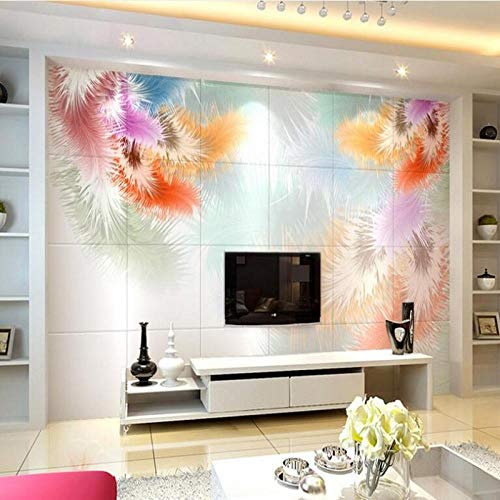 Maßgeschneiderte große Wandfarbe Feder Wohnzimmer Sofa Hintergrund Wandtapete-400x280cm