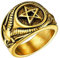 FaithHeart Punk Herren Siegelring Inverted Pentagram Fingerring gold Siegelring Jungen Partnerring Freundschaftsring für Valentinstag Weihnachten