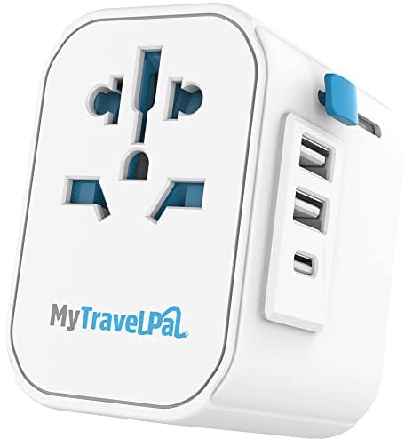 Worldwide Travel Adapter with USB-C | The Safest All In One Travel Adaptor | MyTravelPal® Pro Grounded Universal Travel Adapter Worldwide | Earthed International World Charger Travel Plug Adapter