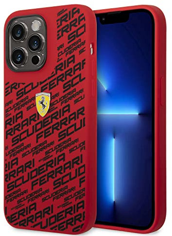CG MOBILE Ferrari Handyhülle für iPhone 14 Pro Max in Rot Bedruckte Scuderia, Flüssigsilikon, glatte & kratzfeste Schutzhülle mit einfachem Schnappverschluss, Stoßdämpfung & Signatur-Logo