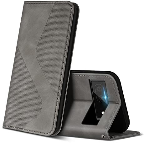 ZONNAVI Cover per Google Pixel 6a, Flip Custodia Pelle PU con [Slot Cart] [Supporto Stand] [Magnetica], Cover a Libro Portafoglio per Google Pixel 6a (Grigio)