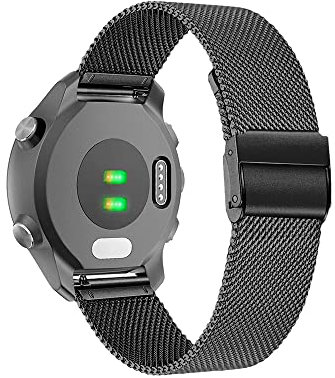 KeeFos 18mm Metall Armband Kompatibel mit Garmin Venu 3S 41mm/Forerunner 265S/255S, Herren Damen Uhrenarmband, Edelstahl Metall Ersatzarmband für Garmin Vivoactive 4S 40mm/Vivomove 3S 39mm - Schwarz