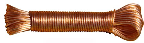 Wäscheleine 20 m Bronze, Wäscheseil mit Stahldrahteinlage, Wasserdicht, Rostfrei und Stabil