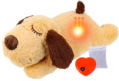 QKTYB Puppy Toy with Heartbeat, Puppy Separation Anxiety Aid, Soft Plush Sleeping Buddy