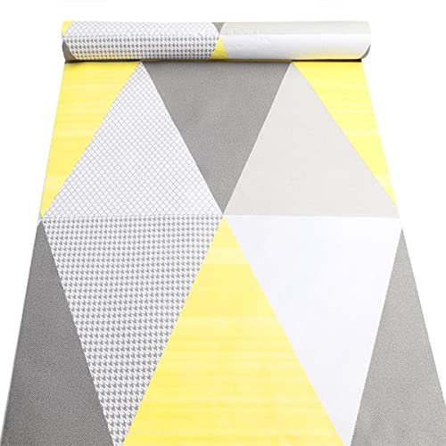 Visario Tapeten Folie 3000-S selbstklebend 10m x 45cm Farbe gelb grau Dreiecke Dekorfolie Möbelfolie Tapete 3074