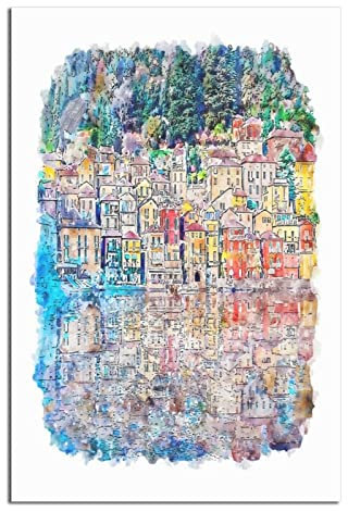 Vintage Lake Como Reiseposter Leinwand Wandkunst Poster Dekor Malerei Poster