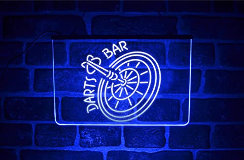 Darts Bar LED Neon Light Sign | Hanging Wall Lit Up Plaque For Arrows Game Room