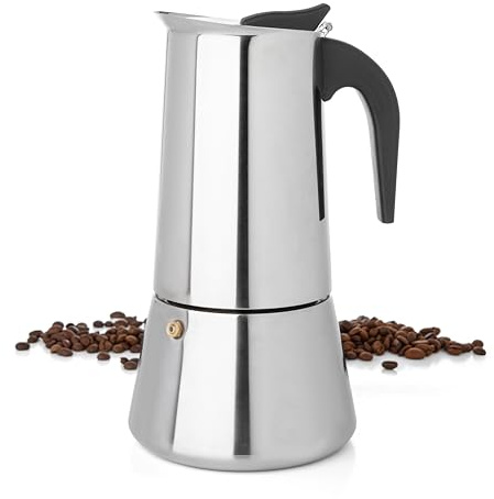 Mixpresso 12 Cup Greca Stovetop Espresso Pot 600ml/20oz, Moka Pot with Coffee Percolator Design, Stainless Steel Stove Top Coffee Maker for Camping or Home Use,Italian Stovetop Espresso Maker