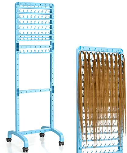 Yumkfoi Adjustable Braiding Rack 160 Pegs, Double-Sided Standing Holder for Hair, Adjustable Height With Wheels, Separator Stand Extension Holder for Stylists