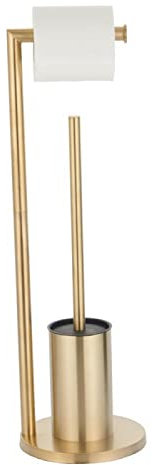 Soporte de cepillo de inodoro de pie con soporte de papel higiénico de acero inoxidable soporte de tejido de pie inodoro cepillo de inodoro de inodoro, oro cepillado