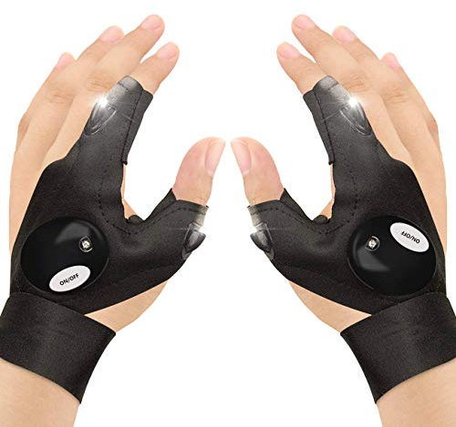 zhonghua LED Flashlights Gloves, 2 LED Flashlight Gloves Outdoor,Work Gloves Outdoor Fishing Gloves Waterproof Sports Glove Lights (1 Pair)