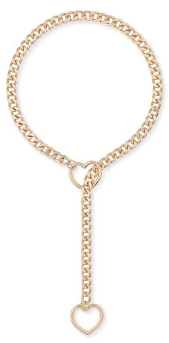 ADEMISHIA Damen-Halskette mit Herz-O-Ring – Handgefertigte verstellbare Punk-Gothic-Lariatkette in Y-Form (Gold, 34)