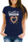 MoonWorks® Damen T-Shirt Fasching Karneval Konfetti im Herzen Kostüm-Ersatz Verkleidung Funshirt Frauen Navy XL