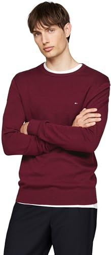 Tommy Hilfiger Herren Pullover Essential Cotton Crew Neck aus Baumwolle, Rot (Deep Rouge), S