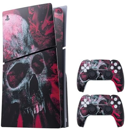 Mcbazel Calcomanías de la Serie Pattern Pegatinas de Vinilo Solo para PS5 Slim Disc Edition - Cráneo Rojo